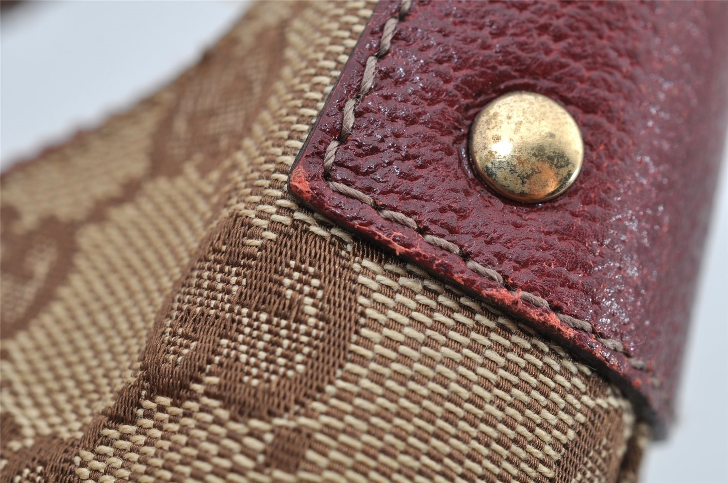 Authentic GUCCI Shoulder Hand Bag Purse GG Canvas Leather 115003 Brown 0894I