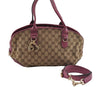 Authentic GUCCI Heart Bit 2Way Hand Bag GG Canvas Leather 269955 Brown 0895I