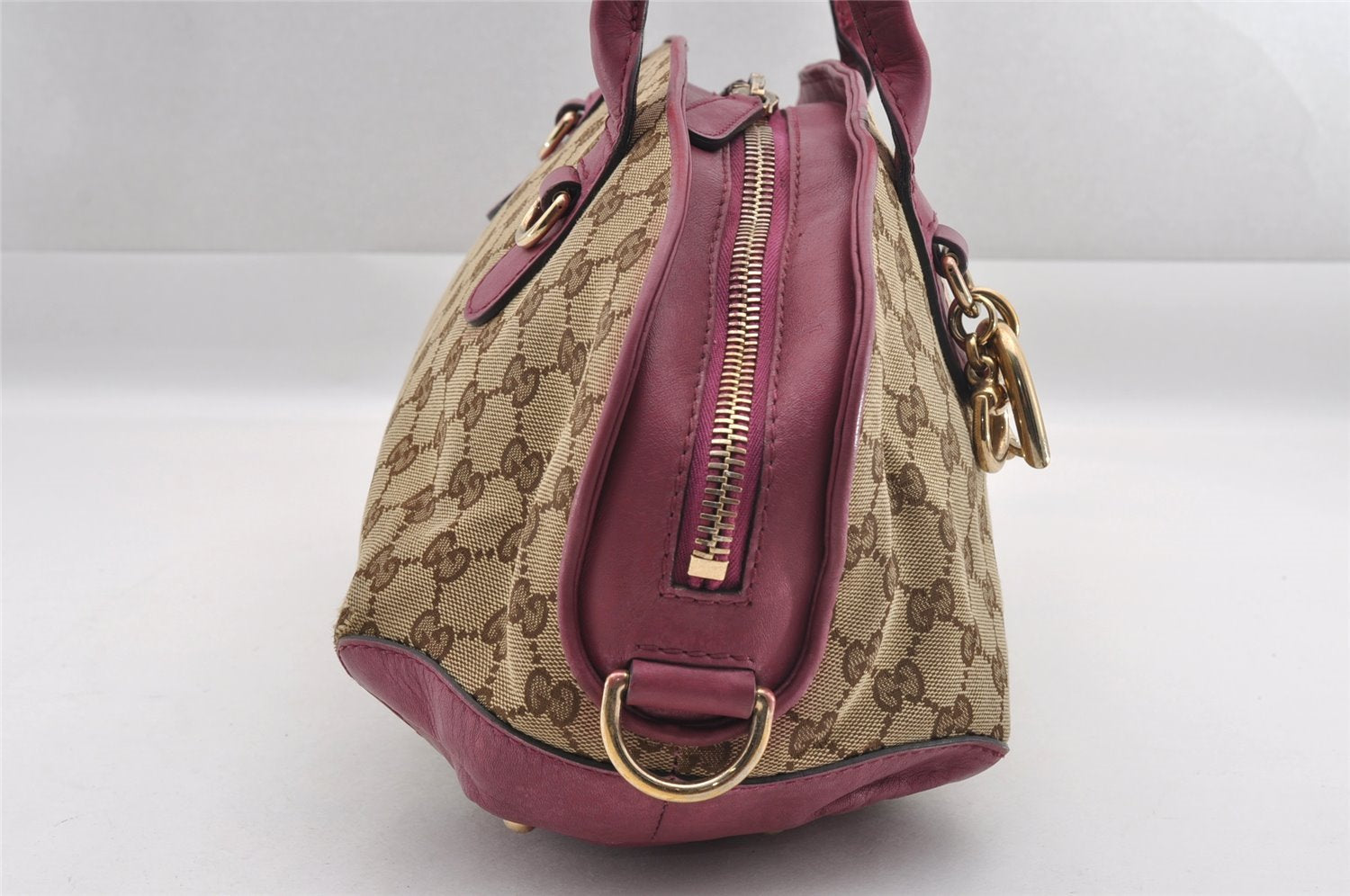 Authentic GUCCI Heart Bit 2Way Hand Bag GG Canvas Leather 269955 Brown 0895I