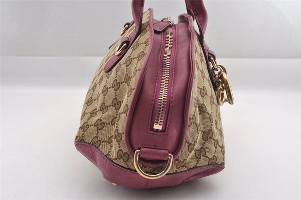 Authentic GUCCI Heart Bit 2Way Hand Bag GG Canvas Leather 269955 Brown 0895I