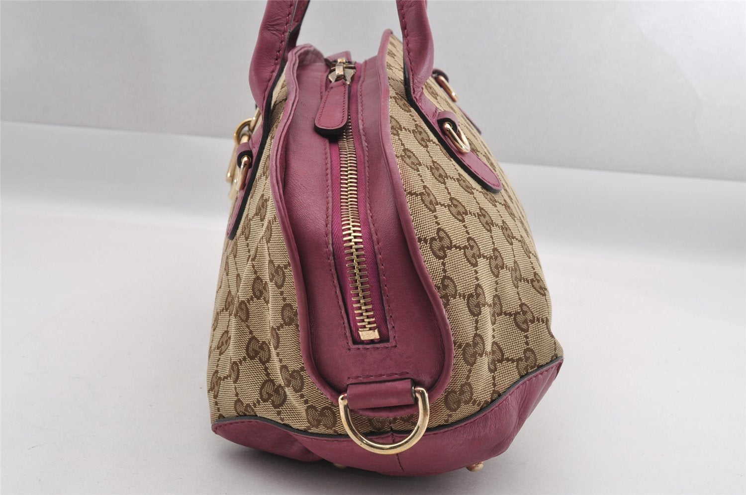 Authentic GUCCI Heart Bit 2Way Hand Bag GG Canvas Leather 269955 Brown 0895I