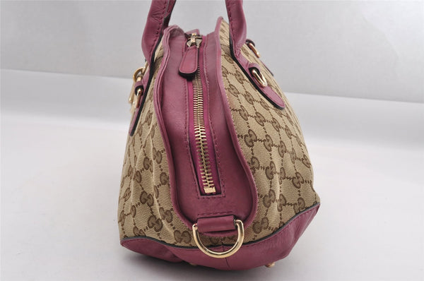 Authentic GUCCI Heart Bit 2Way Hand Bag GG Canvas Leather 269955 Brown 0895I