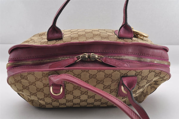 Authentic GUCCI Heart Bit 2Way Hand Bag GG Canvas Leather 269955 Brown 0895I
