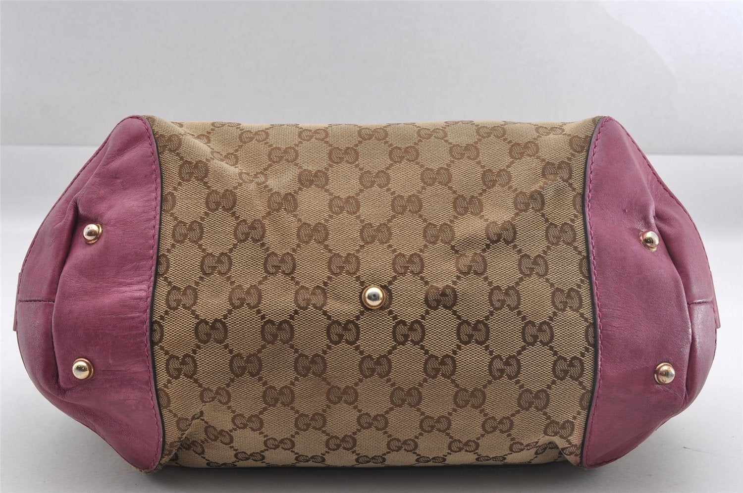 Authentic GUCCI Heart Bit 2Way Hand Bag GG Canvas Leather 269955 Brown 0895I