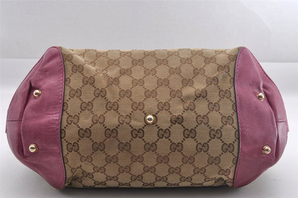 Authentic GUCCI Heart Bit 2Way Hand Bag GG Canvas Leather 269955 Brown 0895I