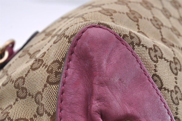 Authentic GUCCI Heart Bit 2Way Hand Bag GG Canvas Leather 269955 Brown 0895I