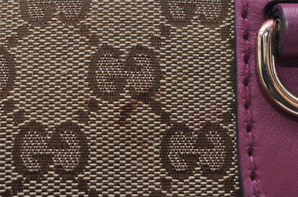 Authentic GUCCI Heart Bit 2Way Hand Bag GG Canvas Leather 269955 Brown 0895I