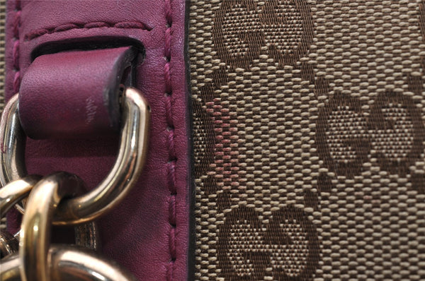 Authentic GUCCI Heart Bit 2Way Hand Bag GG Canvas Leather 269955 Brown 0895I