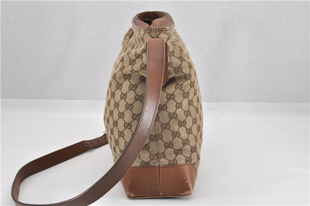 Auth GUCCI Web Sherry Line Shoulder Bag GG Canvas Leather 308930 Brown 0896G