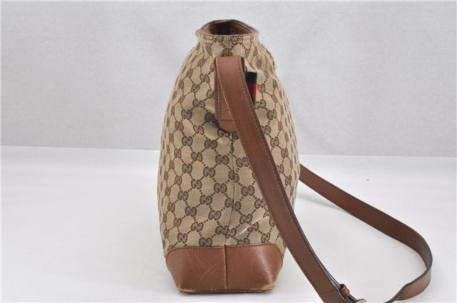 Auth GUCCI Web Sherry Line Shoulder Bag GG Canvas Leather 308930 Brown 0896G