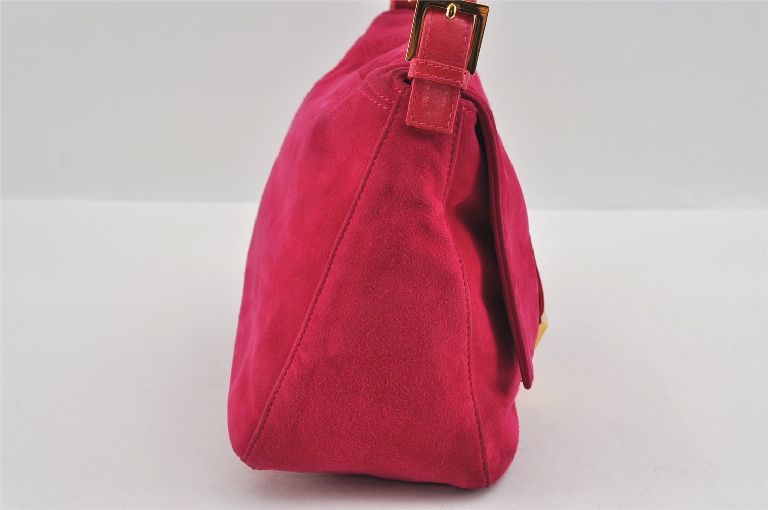 Authentic FENDI Mamma Baguette Shoulder Hand Bag Purse Suede Leather Pink 0896I