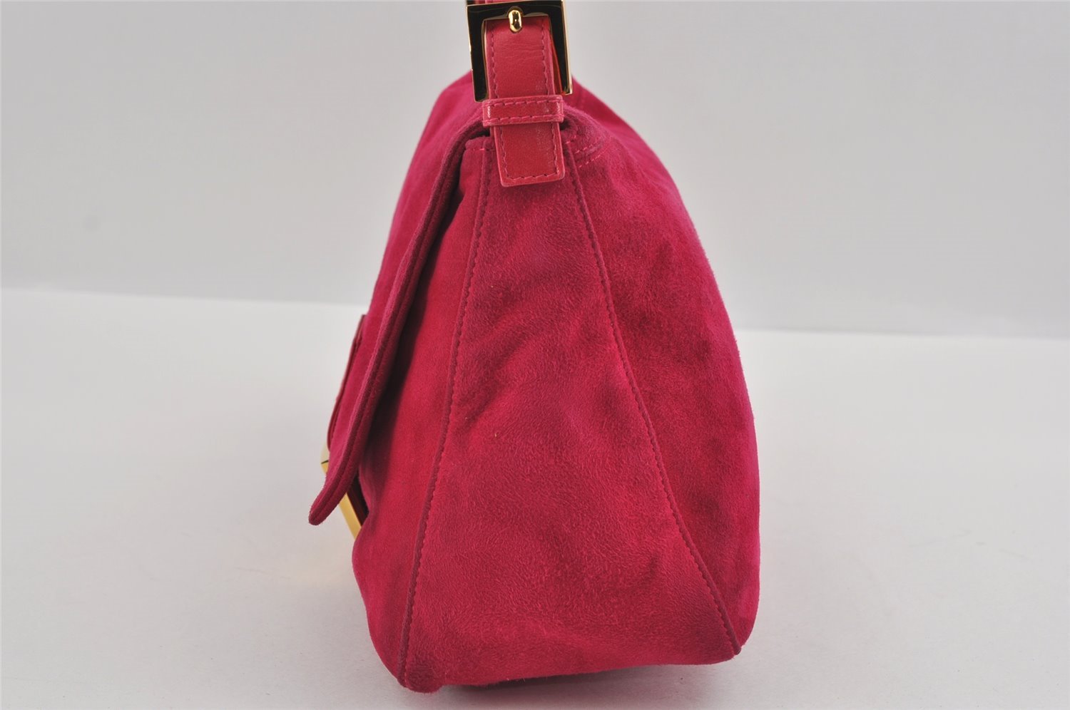 Authentic FENDI Mamma Baguette Shoulder Hand Bag Purse Suede Leather Pink 0896I