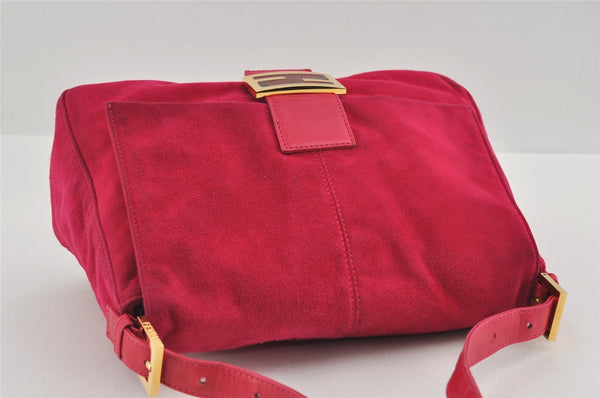 Authentic FENDI Mamma Baguette Shoulder Hand Bag Purse Suede Leather Pink 0896I