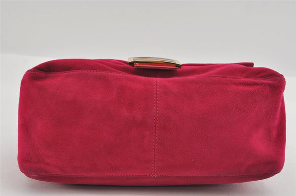 Authentic FENDI Mamma Baguette Shoulder Hand Bag Purse Suede Leather Pink 0896I
