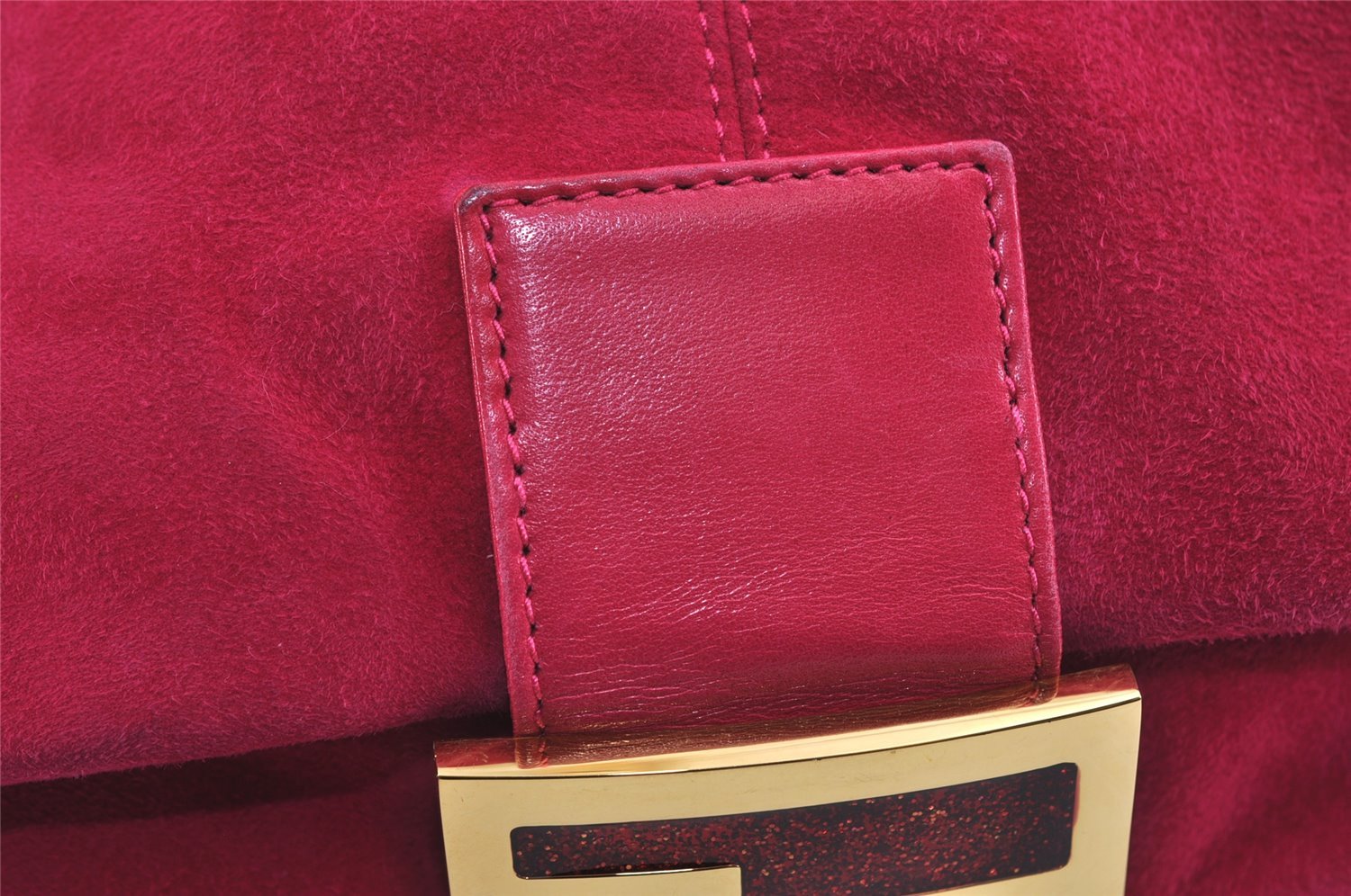 Authentic FENDI Mamma Baguette Shoulder Hand Bag Purse Suede Leather Pink 0896I