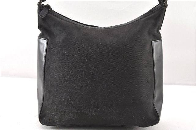 Authentic GUCCI Vintage Shoulder Hand Bag Purse Canvas Leather Black 0897G