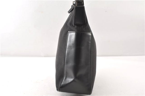 Authentic GUCCI Vintage Shoulder Hand Bag Purse Canvas Leather Black 0897G
