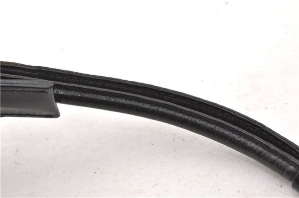 Authentic GUCCI Vintage Shoulder Hand Bag Purse Canvas Leather Black 0897G