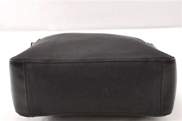 Authentic GUCCI Vintage Shoulder Hand Bag Purse Canvas Leather Black 0897G