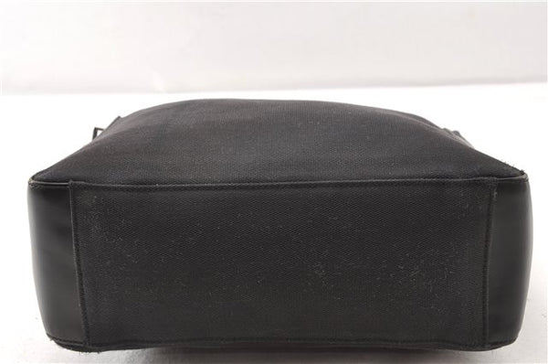 Authentic GUCCI Vintage Shoulder Hand Bag Purse Canvas Leather Black 0897G