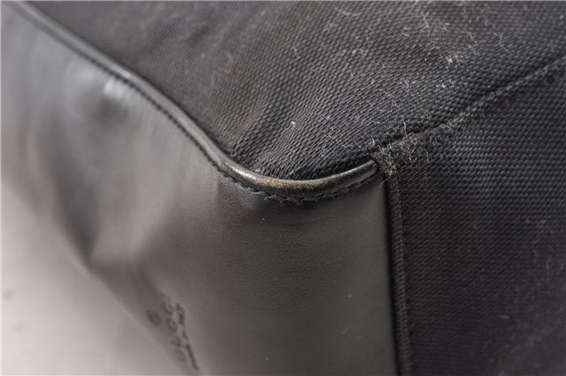 Authentic GUCCI Vintage Shoulder Hand Bag Purse Canvas Leather Black 0897G