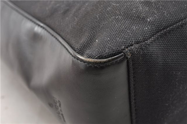 Authentic GUCCI Vintage Shoulder Hand Bag Purse Canvas Leather Black 0897G