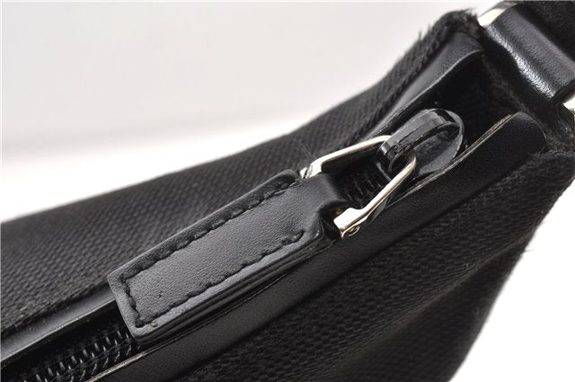 Authentic GUCCI Vintage Shoulder Hand Bag Purse Canvas Leather Black 0897G