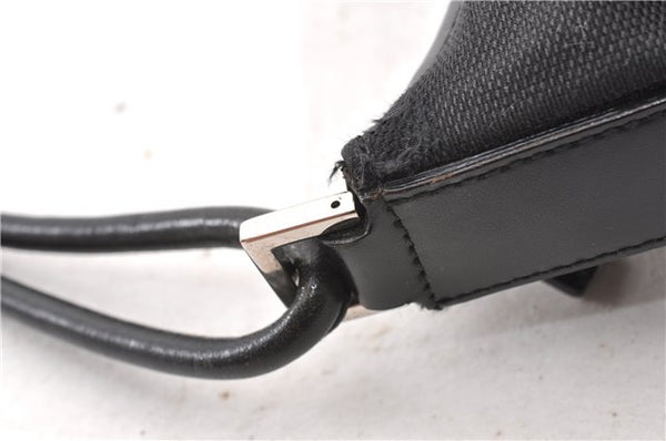Authentic GUCCI Vintage Shoulder Hand Bag Purse Canvas Leather Black 0897G