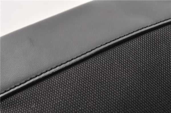 Authentic GUCCI Vintage Shoulder Hand Bag Purse Canvas Leather Black 0897G