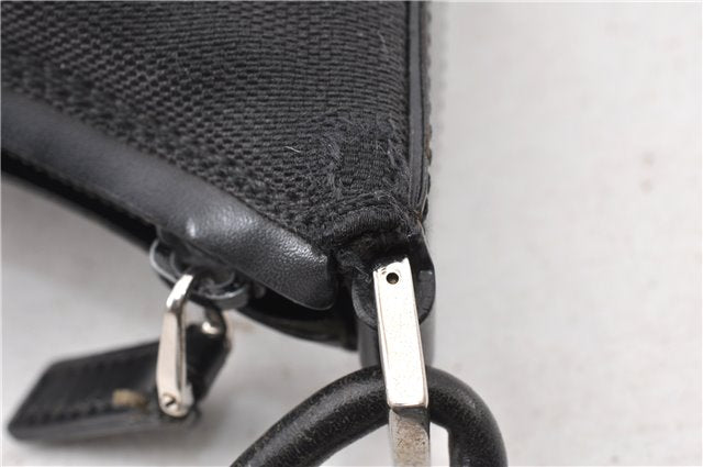 Authentic GUCCI Vintage Shoulder Hand Bag Purse Canvas Leather Black 0897G