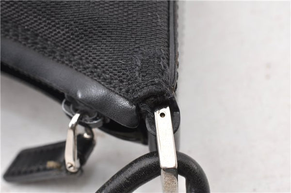 Authentic GUCCI Vintage Shoulder Hand Bag Purse Canvas Leather Black 0897G