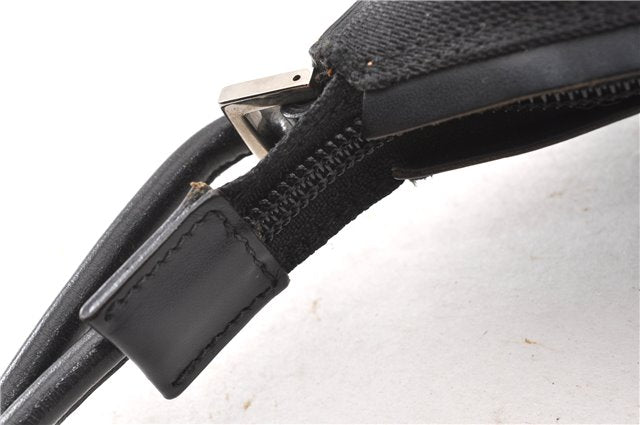 Authentic GUCCI Vintage Shoulder Hand Bag Purse Canvas Leather Black 0897G