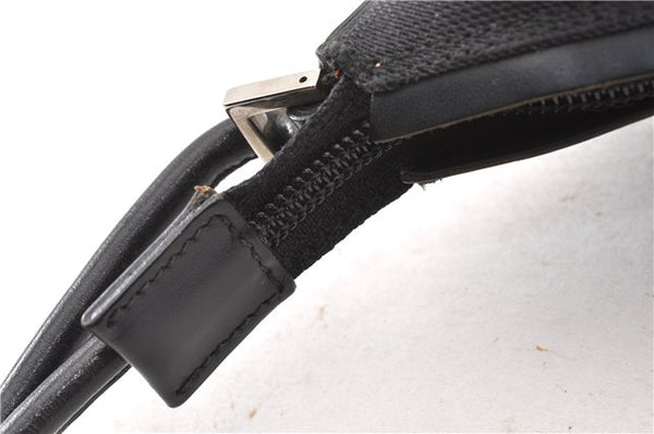 Authentic GUCCI Vintage Shoulder Hand Bag Purse Canvas Leather Black 0897G