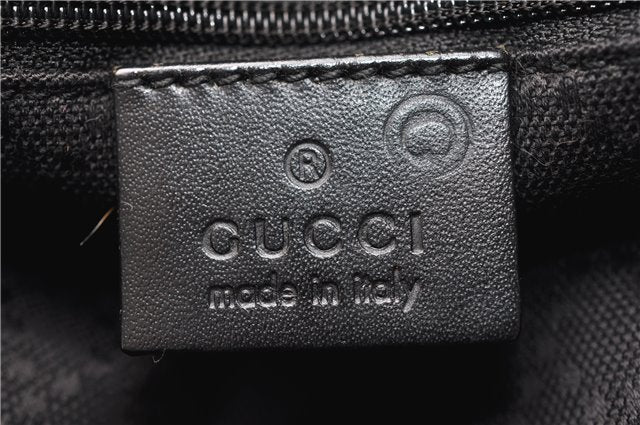 Authentic GUCCI Vintage Shoulder Hand Bag Purse Canvas Leather Black 0897G
