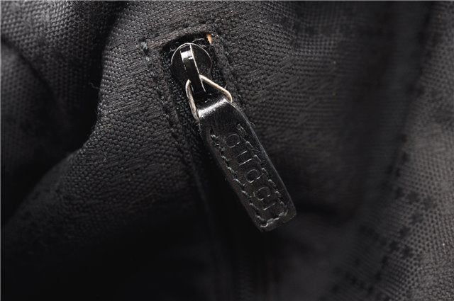 Authentic GUCCI Vintage Shoulder Hand Bag Purse Canvas Leather Black 0897G