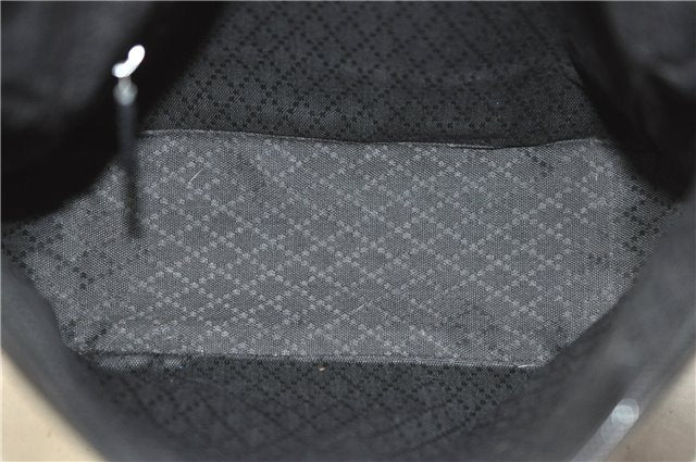 Authentic GUCCI Vintage Shoulder Hand Bag Purse Canvas Leather Black 0897G