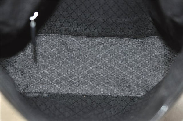 Authentic GUCCI Vintage Shoulder Hand Bag Purse Canvas Leather Black 0897G