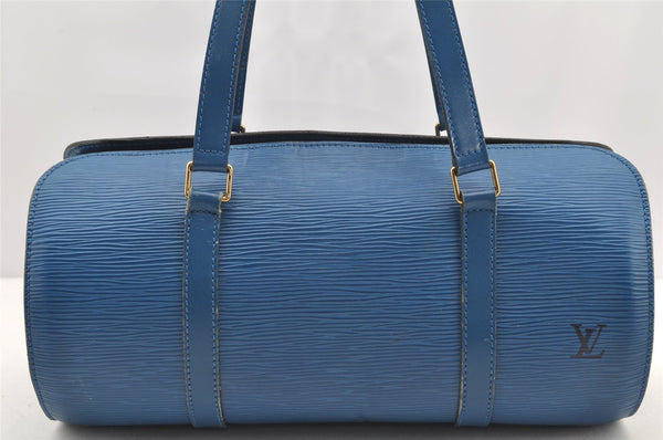 Authentic Louis Vuitton Epi Soufflot Hand Bag Blue M52225 LV 0897I