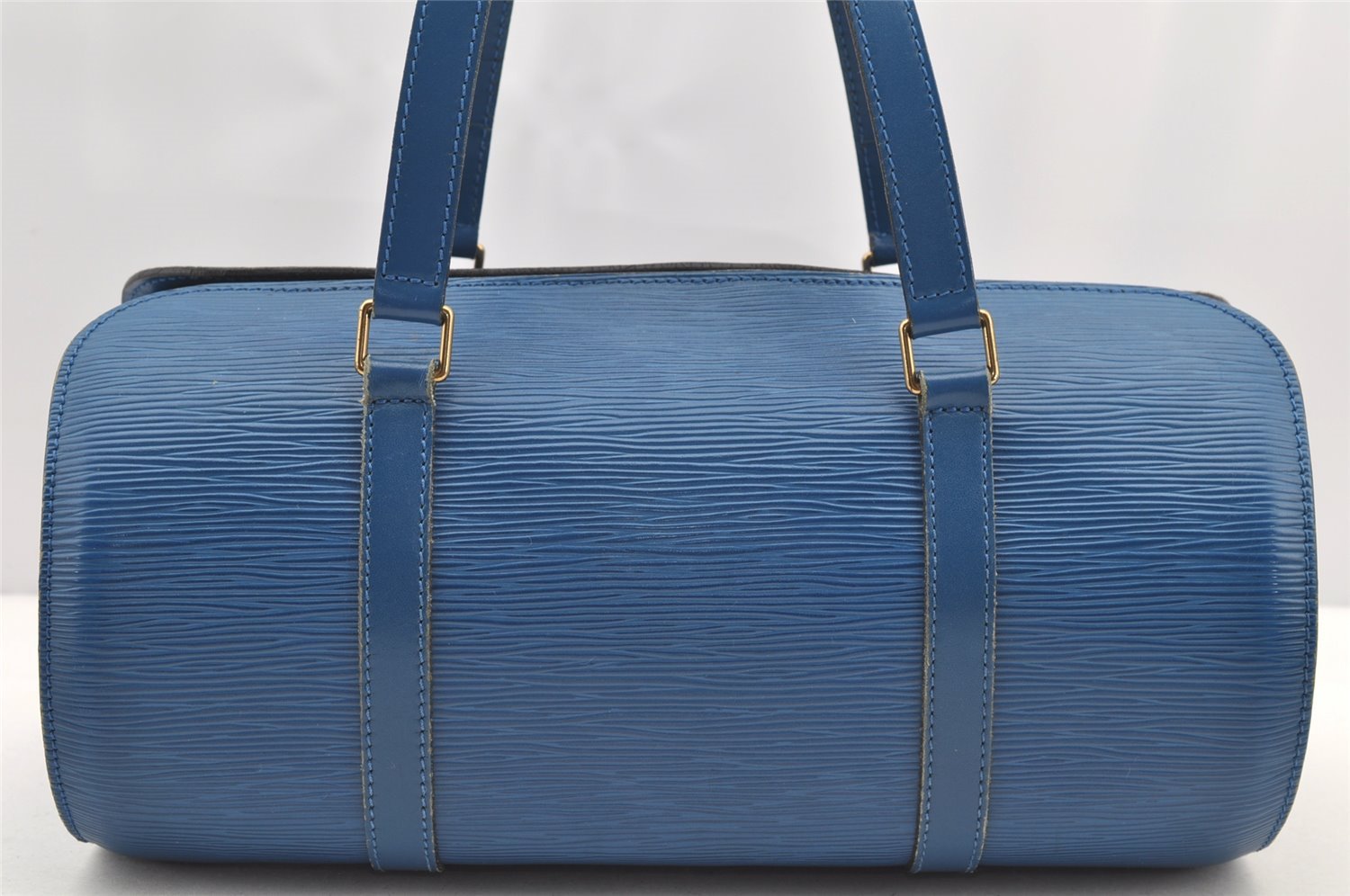 Authentic Louis Vuitton Epi Soufflot Hand Bag Blue M52225 LV 0897I