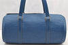 Authentic Louis Vuitton Epi Soufflot Hand Bag Blue M52225 LV 0897I