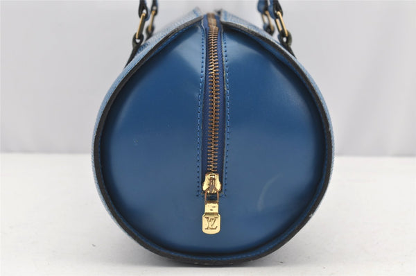 Authentic Louis Vuitton Epi Soufflot Hand Bag Blue M52225 LV 0897I