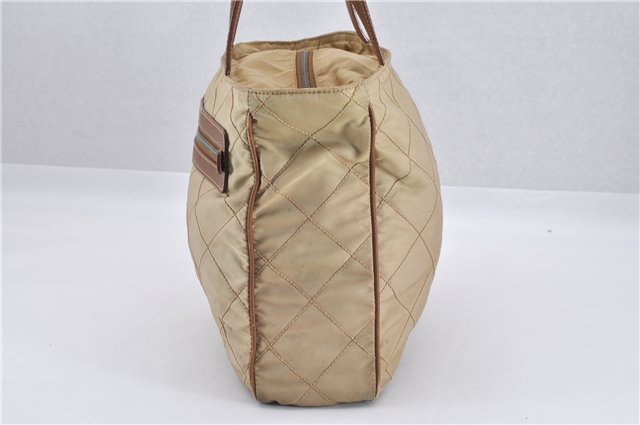 Authentic PRADA Nylon Tessuto Leather Shoulder Tote Bag BR2218 Beige 0898G