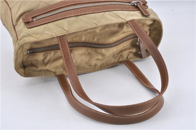 Authentic PRADA Nylon Tessuto Leather Shoulder Tote Bag BR2218 Beige 0898G
