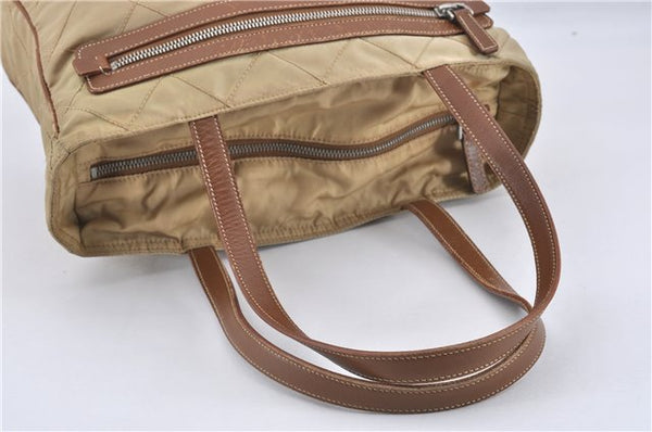 Authentic PRADA Nylon Tessuto Leather Shoulder Tote Bag BR2218 Beige 0898G