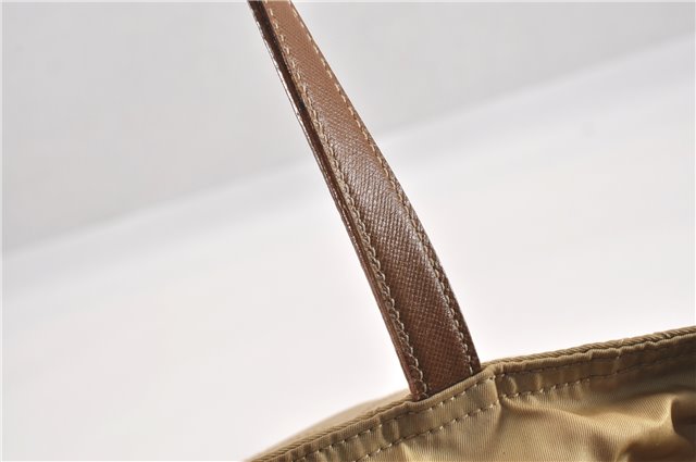 Authentic PRADA Nylon Tessuto Leather Shoulder Tote Bag BR2218 Beige 0898G