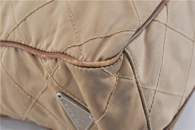 Authentic PRADA Nylon Tessuto Leather Shoulder Tote Bag BR2218 Beige 0898G