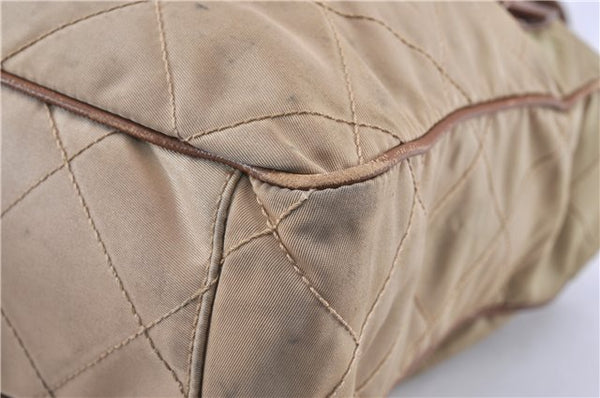 Authentic PRADA Nylon Tessuto Leather Shoulder Tote Bag BR2218 Beige 0898G