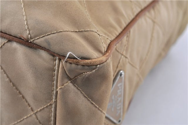 Authentic PRADA Nylon Tessuto Leather Shoulder Tote Bag BR2218 Beige 0898G
