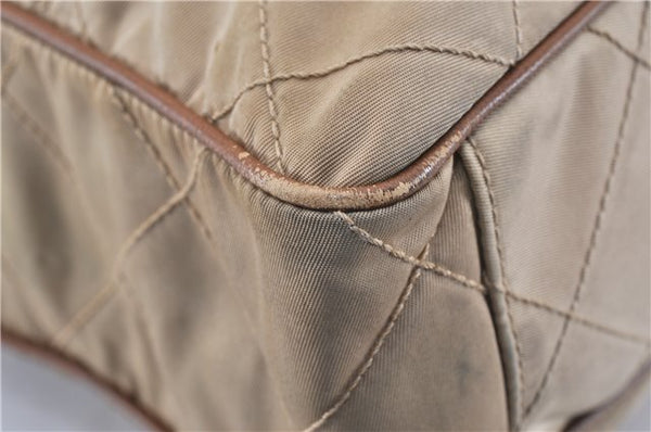 Authentic PRADA Nylon Tessuto Leather Shoulder Tote Bag BR2218 Beige 0898G