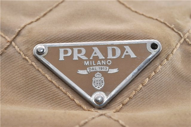 Authentic PRADA Nylon Tessuto Leather Shoulder Tote Bag BR2218 Beige 0898G